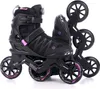A pair of black inline skates with pink accents, shown from a side-diagonal angle against a white background. Podgląd zdjęcia produktu