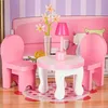 Maison de poupées en bois MDF + meuble 70cm rose LED Voir les images du produit 21