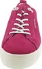 A close-up, front view of a pink sneaker with white laces. Produktbild-Vorschau