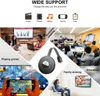 A collage of images showing different uses of a wireless HDMI display adapter, including business meetings, gaming, and family sharing. Produktbild-Vorschau