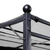 A close-up view of the corner of a dark metal gazebo frame, showing the connection points and the top decorative ball. Produktbild-Vorschau