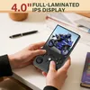 A person is holding a handheld gaming console, playing a racing game. Produktbild-Vorschau