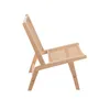 A side view of a light-colored wooden chair with a woven rattan seat and back. Náhľad obrázku produktu