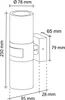 A technical drawing with dimensions of an outdoor LED wall light. Produktbild-Vorschau