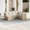 vidaXL 7-tlg. Garten-Sofagarnitur mit Kissen Beige Poly Produktbild-Vorschau 2