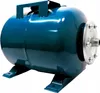 A blue horizontal pressure tank with a silver flange and threaded fitting on a white background. Anteprima dell’immagine prodotto