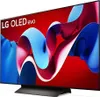A close-up, angled view of an LG OLED evo television displaying abstract, colorful graphics. Produktbild-Vorschau
