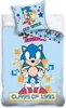A Sonic the Hedgehog themed duvet cover and pillowcase set displayed on a bed. Produktbild-Vorschau