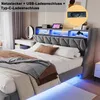 A bedroom scene featuring a bed with integrated LED lighting and charging ports. Produktbild-Vorschau