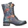 Laura Vita Damen Stiefelette Leder Blumen Muster Produktbild-Vorschau 4