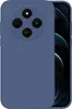 A blue phone case is shown from the back, with the phone screen visible on the right side. Produktbild-Vorschau