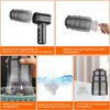 Collage of images showing how to clean and maintain a handheld vacuum cleaner. Produktbild-Vorschau
