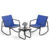 A set of outdoor furniture including two rocking chairs and a small table, arranged on a white background. Anteprima dell’immagine prodotto