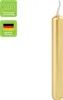 A single gold candle is shown against a white background, with two green badges on the left side. Anteprima dell’immagine prodotto