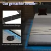 A bedroom scene featuring a bed with LED lighting, and inset images highlighting product features. Produktbild-Vorschau