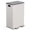 A white dual-compartment trash can with a gray lid and silver pedals, shown against a white background. Náhľad obrázku produktu