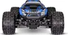 Front view of a blue and black remote-controlled monster truck. Voir les images du produit
