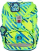 A front view of a child's backpack with a monster theme. Produktbild-Vorschau