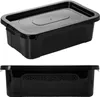 Two views of a black plastic food storage container with a lid. Anteprima dell’immagine prodotto