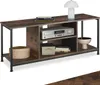 A TV stand with electronic equipment and decorative items. Produktbild-Vorschau