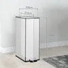 A stainless steel trash can with dimensions indicated by dashed lines and text labels. Podgląd zdjęcia produktu