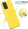 A yellow phone case is shown with splashes of yellow liquid around it, and a close-up inset showing a finger wiping dirt off a similar case. Produktbild-Vorschau