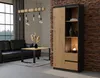 A modern living room with a black leather sofa, a coffee table, and a tall cabinet. Anteprima dell’immagine prodotto