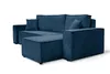 A blue corduroy sectional sofa with an ottoman is shown against a white background. Voir les images du produit
