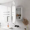 A modern bathroom with a marble countertop, sink, faucet, and a medicine cabinet with a mirror. Náhled obrázku produktu