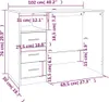 A diagram showing the dimensions of a desk with drawers. Anteprima dell’immagine prodotto