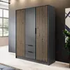 Kleiderschrank Stilo Graphit Grau mit Lamellen – 155 cm, 3 Produktbild-Vorschau 1