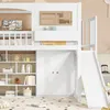 A white loft bed with a slide, bookshelf, and closet, set in a child's room. Anteprima dell’immagine prodotto