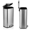 Two views of a stainless steel pedal trash can. Podgląd zdjęcia produktu