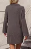 ASKSA Damen Strickkleid Revers Knoepfen Einfarbig Geripptes Produktbild-Vorschau 4