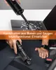 A person is using a handheld vacuum cleaner to clean a laptop keyboard and then a car seat. Produktbild-Vorschau
