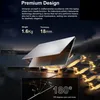 A laptop is shown with marketing text and feature highlights. Produktbild-Vorschau