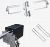 A collage of images showing parts of a rotisserie spit and motor. Produktbild-Vorschau