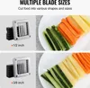 A split image showing two different blade sizes for a food chopper and the resulting cut vegetables. Podgląd zdjęcia produktu