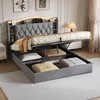 UnboxG Polsterbett 140x190 cm Grau mit LED & Stauraum, Samt Produktbild-Vorschau 9