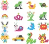 A collage of various small, colorful, bead-based crafts in the shape of animals, objects, and symbols. Náhľad obrázku produktu