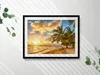 Palmenstrand und Meer bei Sonnenuntergang– Wandbild mit Produktbild-Vorschau 2