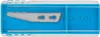 A close-up, top-down view of a blade inside a blue and white plastic case. Produktbild-Vorschau