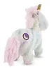 A plush unicorn toy with a rainbow glitter pattern and pink mane and tail. Produktbild-Vorschau