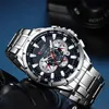 A close-up shot of a men's wristwatch with a metal band. Produktbild-Vorschau