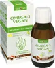 A product shot of a bottle of Norsan Omega-3 Vegan liquid supplement next to its packaging. Produktbild-Vorschau