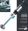Diagram showing an immersion blender and its detachable mixing foot, with accompanying text and logos. Produktbild-Vorschau