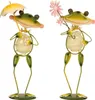 2 Stück Metall Frosch Figuren Gartenfigur Bauch leuchtet Produktbild-Vorschau 1
