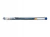 A blue gel pen with a clear barrel and orange ink is shown against a white background. Voir les images du produit