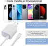 A collage of smartphones and a charger with compatibility text. Produktbild-Vorschau