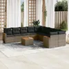 vidaXL 11-tlg. Garten-Sofagarnitur mit Kissen Grau Poly Produktbild-Vorschau 2